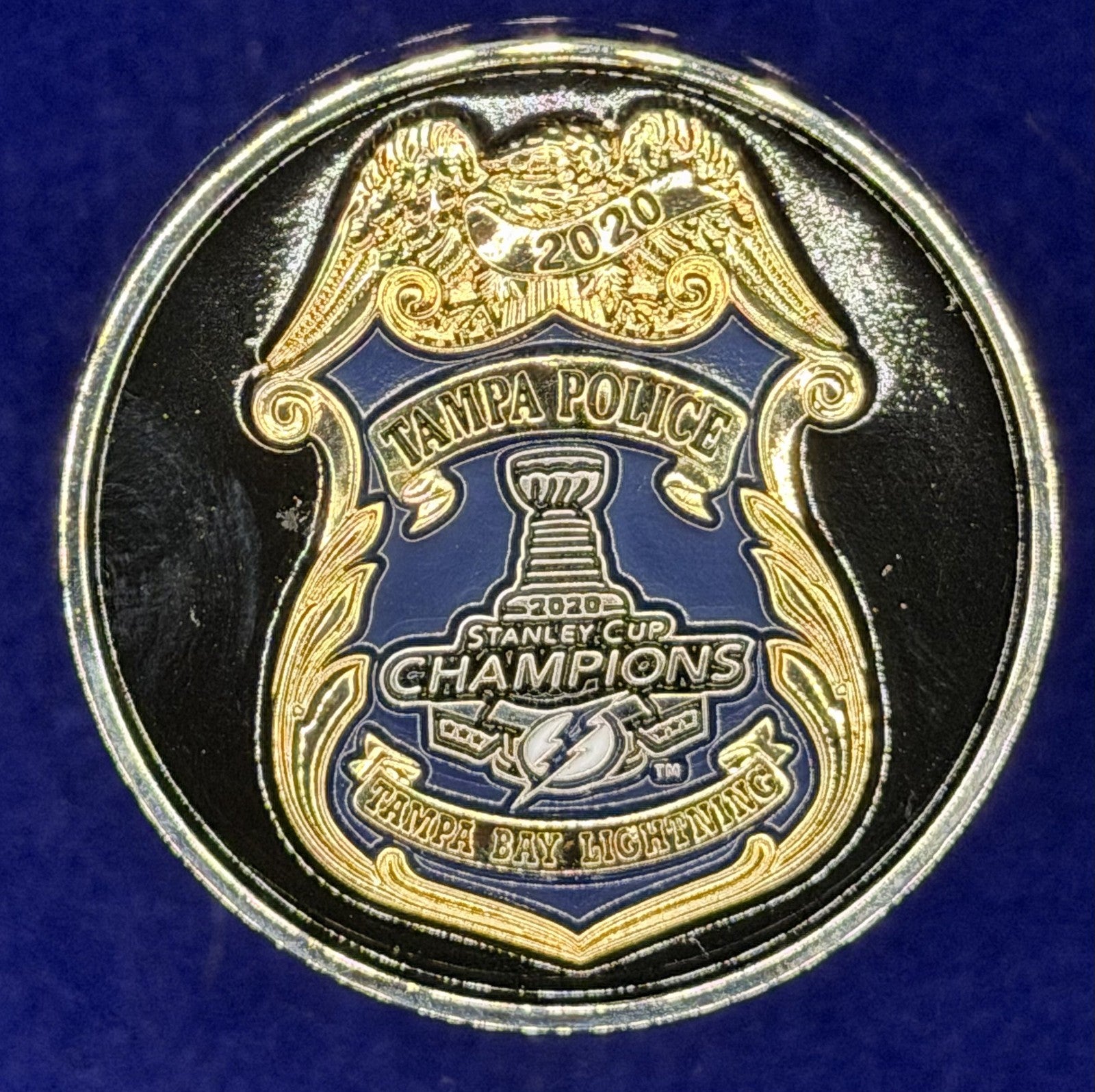 🔥 NHL Tampa Bay Police Coin 2020 Stanley Cup Champs Lightning Detail (Black)
