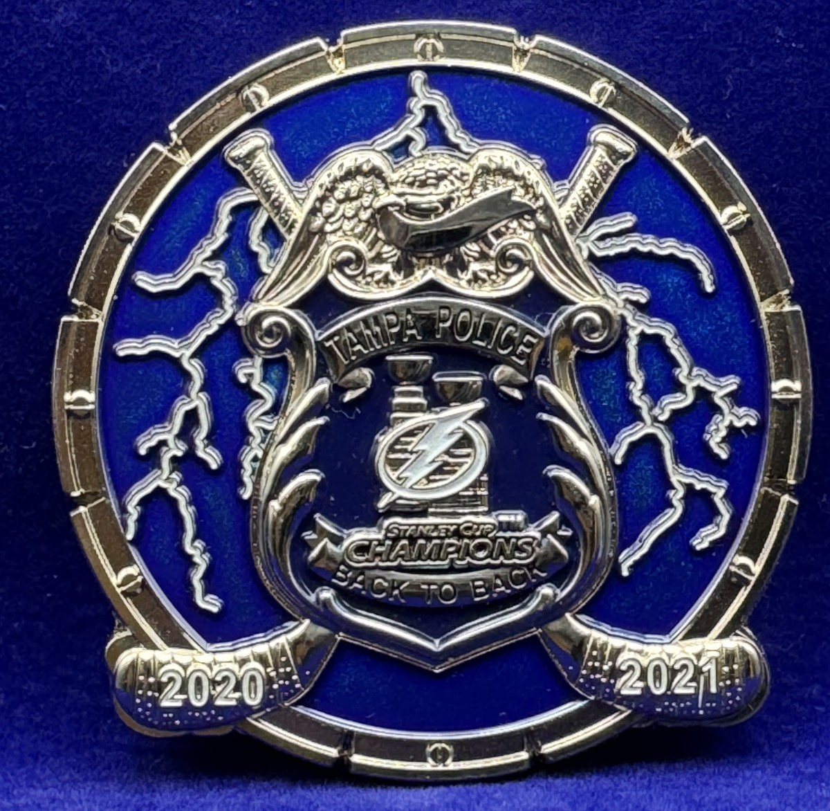 🔥 NHL Tampa Bay Police Coin 2020-2021 Stanley Cup Champs Lightning (Blue)