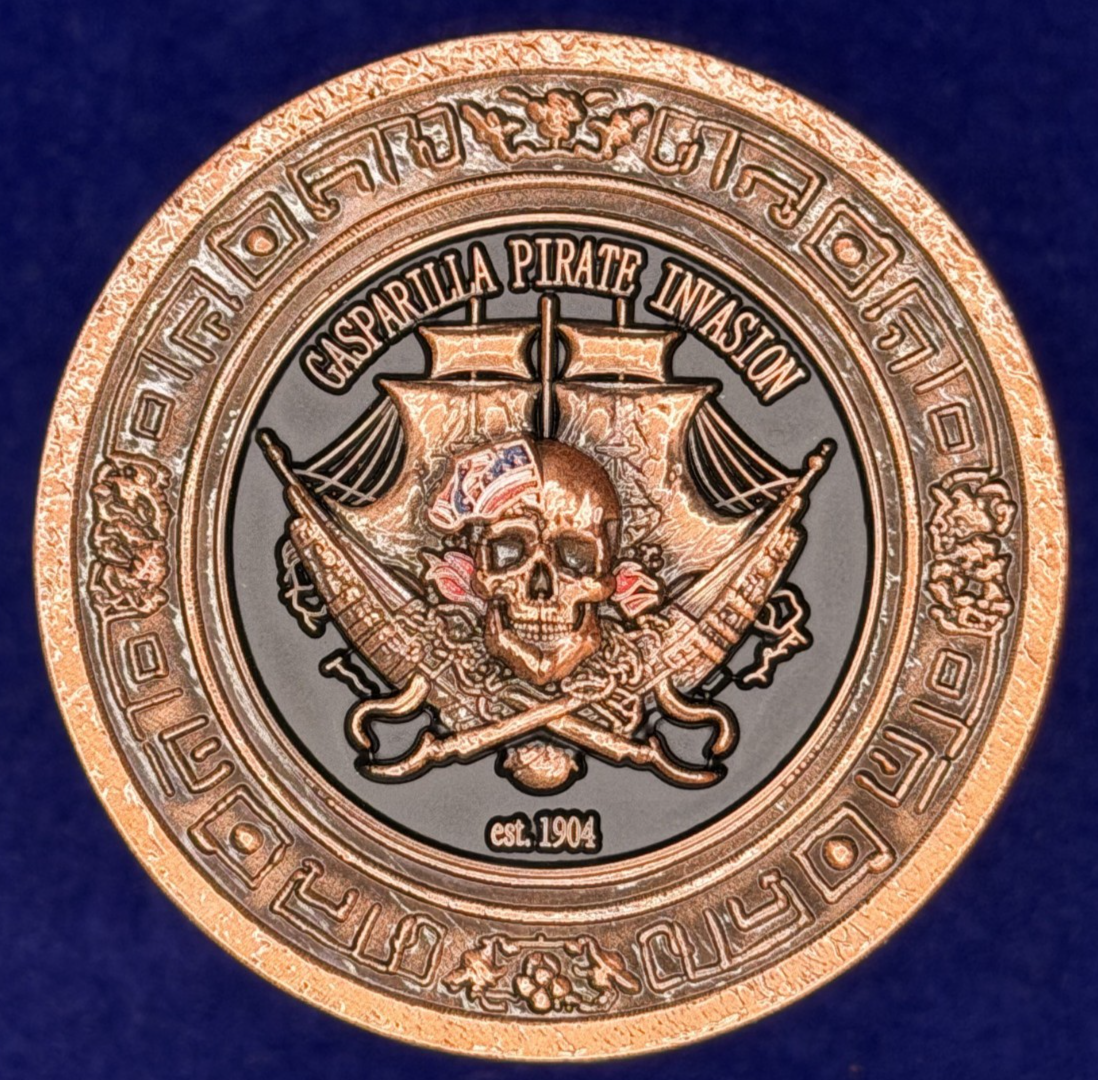 🔥 Sought After Gasparilla Invasion Tampa Police (TPD) Challenge Coin (Copper)