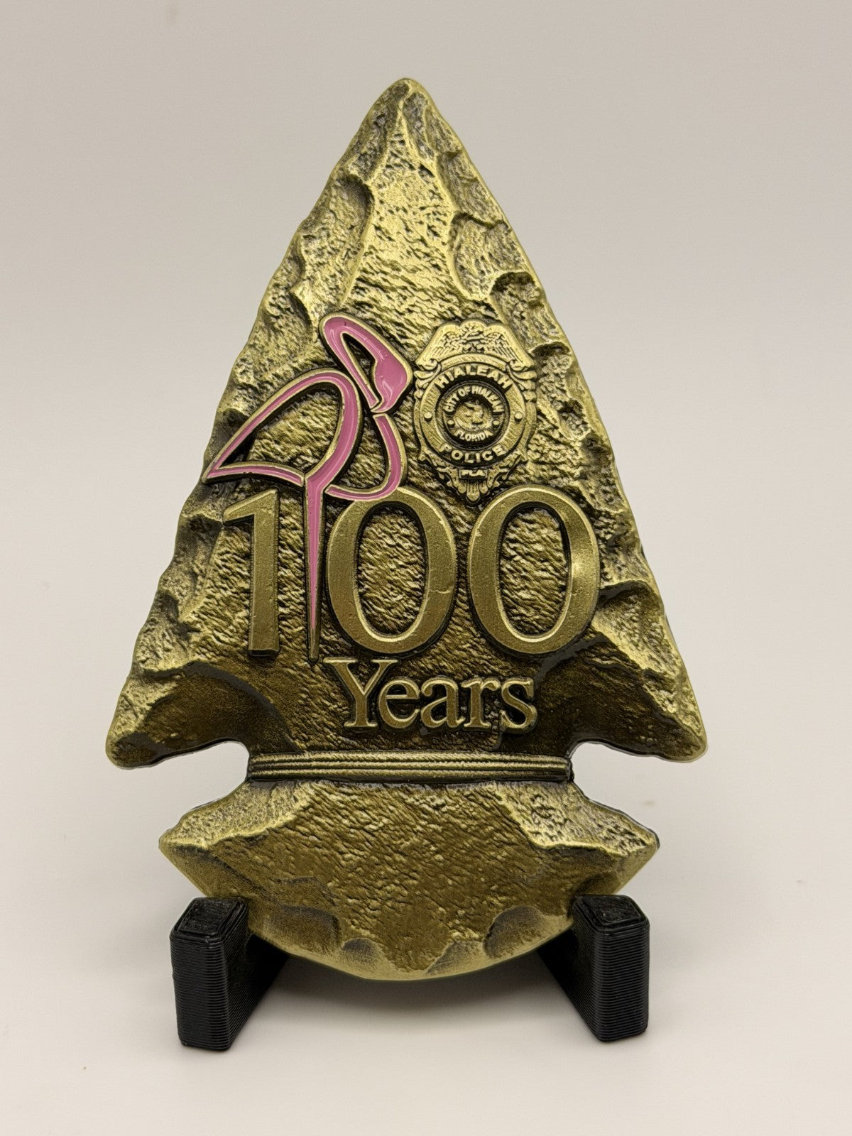 🔥 Sought After - Hialeah Police 100 Year Arrowhead Coin (Antique Gold)