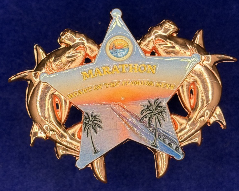 🔥 Sought After Monroe SO (MCSO) Hammerhead Sharks Coin (Copper w Silver Badge)